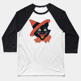 Vintage Witch Cat Baseball T-Shirt